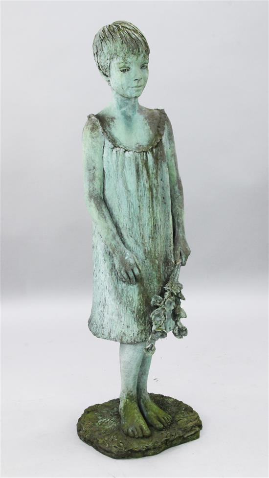Marion Smith. A 20th century simulated bronze garden statue, Aoife, H.4ft 5in.